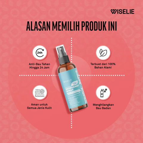 Wiselie Deodorant Spray anti bau badan dengan ekstrak beras Jepang
