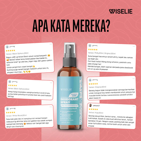 Testimoni pelanggan yang telah membeli deodorant spray anti bau badan wiselie