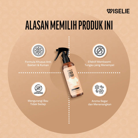 Wiselie Linen Spray disemprotkan ke bantal dan sprei