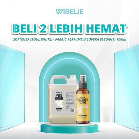 Wiselie Paket Bundling Detergent Cair Aroma Simply White 1L dan Parfum Pengharum Pakaian Aroma Aloevera Elegant 100ml