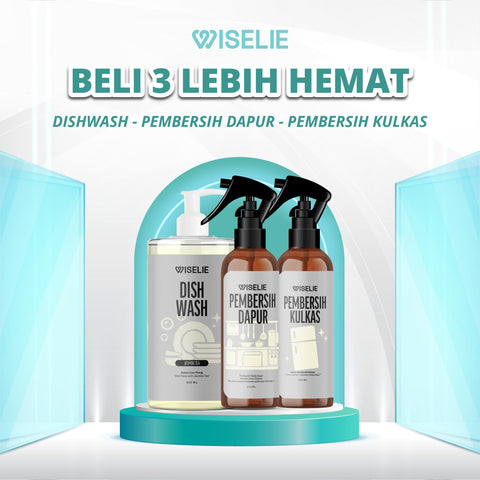 Wiselie Paket Bundling Sabun Cuci Piring, Pembersih Dapur dan Pembersih Kulkas Aman Bersih Anti Bakteri