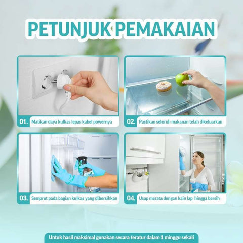 Wiselie Pembersih Kulkas Anti Bau Dilengkapi Anti Bakterial Tidak Meninggalkan Residu Kulkas Bersih dan Segar